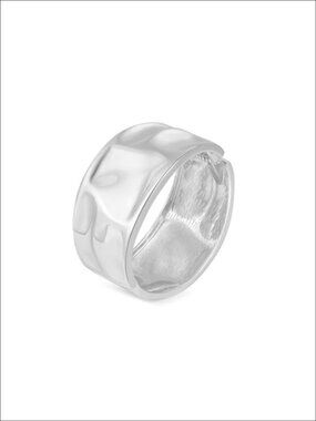 Silver Plated Wide Bangle Bracelet Hinged Geometric Cuff for Women